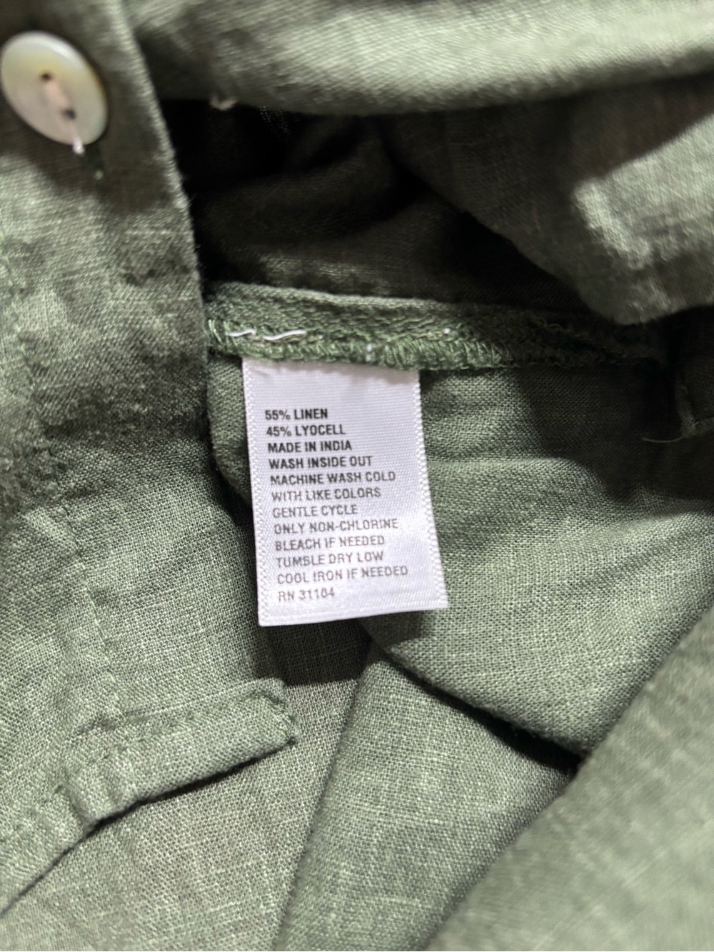 New Directions Women Large Green Linen Lyocell Tunic Roll Tab Sleeve Lightweight - Picture 9 of 11